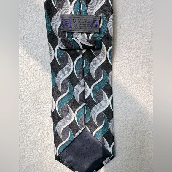 Mezzo Matto 100% Silk necktie from Italy. EUC metallic weaving ribbon design - Picture 2 of 8